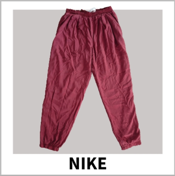 Nike VTG 90s Lined Nylon Joggers Ankle Zip Pocket Jogger Pants Mens L‎ 31” - Picture 1 of 13